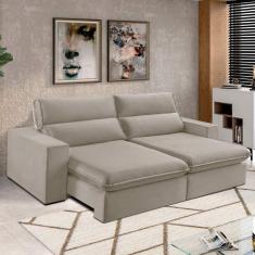 Sofá 4 Lugares 290cm Retrátil e Reclinável Free Veludo Bege