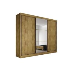 Guarda Roupa Casal 3 Portas de Correr e 6 Gavetas c/ 1 Espelho Sonetto/Toulon Plus Freijo Cumaru - Novo Horizonte