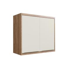 Armário Aéreo para Cozinha 80cm 2 Portas Viena Herval Louro Freijó/Argila