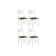 Cadeira Sala de Jantar Nápoles 4C045 Kit 4 Un Cromado/Courano Marrom - Kappesberg