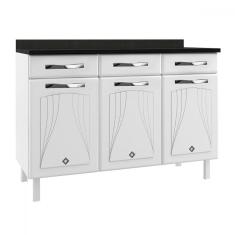 Balcão de Cozinha em Aço Star New 3 Portas 3 Gavetas Branco - Telasul
