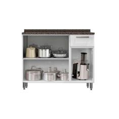 Balcão De Cozinha Múltipla 6112 3 Portas 1 Gaveta C/tampo 105cm Branco - Bertolini
