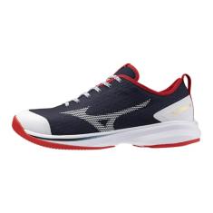 Mizuno Chuteira masculina Dominant 4 Low Baseball Turf, Azul-marinho/vermelho, 38