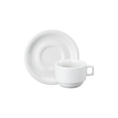 Xicara Chá com Pires 200 ml  Porcelana Schmidt - Mod. Protel, Branco