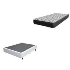Cama Box Solteiro 88 Tecido Sintético Branco com Colchão De Espuma - D