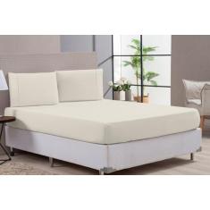 Jogo de Lençol Macio Verde Cama Box Queen Percal 180 Fios 3 Peças - Br