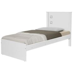 Cama Solteiro Barcelona Branco com Colchão - CasaH
