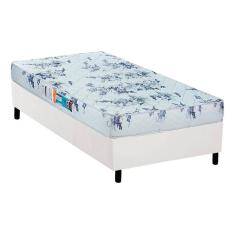 Cama Box Solteiro: Colchão Espuma Luckspuma D28 Celebrity + Base Crc Courano White(88X188)