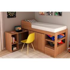Cama Multifuncional Juvenil Cm8021 C- Escrivaninha Amêndoa - Tecno Mobili