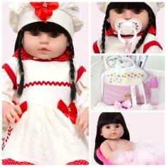 Boneca Reborn Barata Silicone Morena Olho Castanho Kit Itens - Cegonha