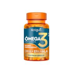 Katiguá, Ômega 3 Tripla Fonte, DHA + EPA + ALA, 1000mg, 60 Cápsulas Soft Gel • 15 doses, Laranja