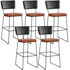 Kit 05 Banquetas Altas Sala Jantar Fixa Allana L02 material sintético 