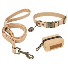 Wisedog Conjunto de coleira e trela para cães, coleiras ajustáveis à prova d'água com etiqueta fofa, coleira para cachorro de 1,8 m com bolsa para cocô para cães pequenos, médios e grandes (P, cor