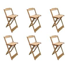 Kit 6 Banquetas Bistrô Dobravél Para Bar - Sem Pintura / Crua