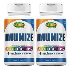Kit 2 Imunize Vitaminas A, C, D, E, B12 + Selênio e zinco Unilife 60 cápsulas