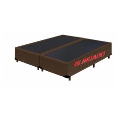 Base Box King Bipartido Blindado Suede Marrom