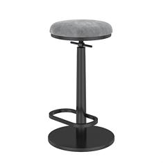 Banqueta de Bar Sem Encosto de Ferro Forjado, Cadeira de Ilha de Cozinha Ajustável em Altura de Balcão, Cadeira Alta Giratória, Flanela com Apoio para Os Pés, Banqueta de Restaurante, 25,5" - 31,5"