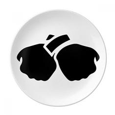 Prato com desenho de punho de gesto decorativo de porcelana salver talheres, prato de jantar