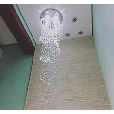 LUSTRE DE CRISTAL ESPIRAL COM 2,20 M DE ALTURA,CRISTAIS LEGÍTIMOS K9 BASE DE INOX 30CM DIÂMETROS