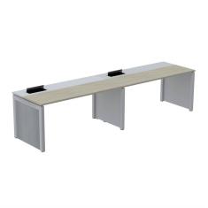 Mesa de Plataforma Simples para 2 Pessoas Corporativa 160x792/2p Pscpp160/792/2p Nogueira Casablanca/Cinza