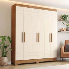 Guarda-roupa 6 Portas 3 Gavetas Arthur Marrom/Off White