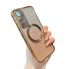 ZTOFERA Capa magnética transparente para Samsung Galaxy S24 5G com brilho gradiente Peice (2 em 1), luxuosa capa transparente brilhante brilhante para mulheres e meninas, capa protetora de TPU à prova