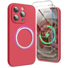 SURPHY Capa projetada para iPhone 15 Pro (6,1 polegadas 2023) com MagSafe, 2 protetores de tela, silicone líquido (proteção câmera + forro microfibra), goiaba