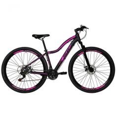 Bicicleta Feminina Aro 29 Ksw Mwza Alumínio 27v K7 Freio Disco Mecânico - Preto-rosa Tam.17