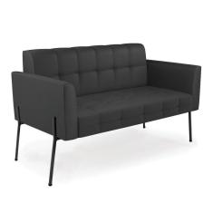 Sofá Namoradeira 2 Lugares Base Pé De Ferro Preto Elisa Corino Preto D03 - D`rossi