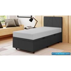 Base Cama Baú Solteiro Linho - SkyBox - SKYBOX BOX E BAÚS, Preto