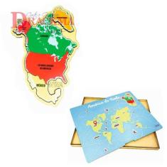 Quebra-Cabeça Mapa da América do Norte Educativo Países e Capitais - D