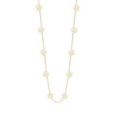 Colar Rommanel Banhado A Ouro Fio Com Flores Rosas Vazadas 531247