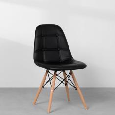 Conjunto Mesa Square Redonda Branco Fosco 88cm com 4 Cadeiras Eiffel Botonê Preta
