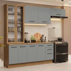Armário De Cozinha Completa 270cm Rustic/cinza Agata Madesa 11