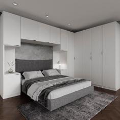 Guarda Roupa Modulado de Casal 12 Portas 6 Peças 2 Mesas de Cabeceira 