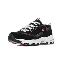 Skechers D'Lites-me Time Tênis feminino, Preto-rosa-choque, 37