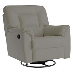 Poltrona Reclinável Giratória com Balanço Doha Couro Avelã - Gran Belo