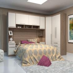 Guarda Roupa Casal de Canto 8 Portas e 5 Gavetas Avelã Rústico com Areia Master Luciane Móveis