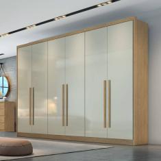 Guarda Roupa 6 Portas 6 Gavetas Reno Novo Horizonte Cumaru Cinza