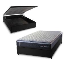 Conjunto Box Baú Casal Dakota Preto 138x188x64 Espuma D33