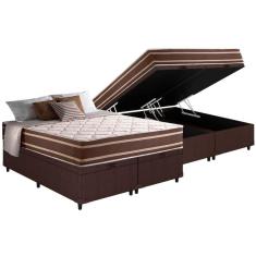 Cama Box Baú King: Colchão Molas Anjos Superlastic Duo Sono + Base CRC Courano Brown(193x203)
