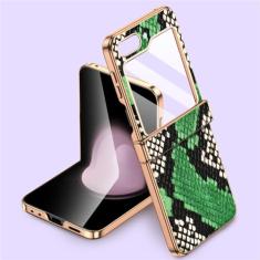 Capa de telefone de couro para Samsung Galaxy Z Flip5 Flip 5 ZFlip5 Capa de proteção de dobradiça com vidro temperado, boa, para Galaxy Z Flip5