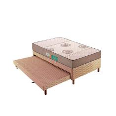 Cama Box c/Auxiliar Solteiro: Colchão Espuma Polar D33 Pérola Clean + Base CRC Rústico Clean(88x188)