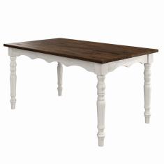 Mesa de Madeira Maciça com Pés Torneados Branco Envelhecido