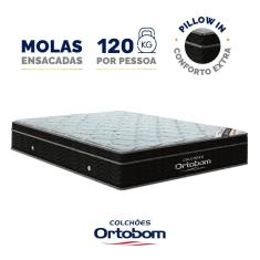 Colchão de Molas Ensacadas Ortobom Elegante Super Pillow In Queen 158cm