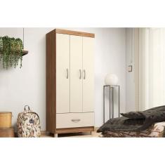 Guarda Roupa 3 Portas e 1 Gaveta Prince Amêndola/Off White - Demóbile