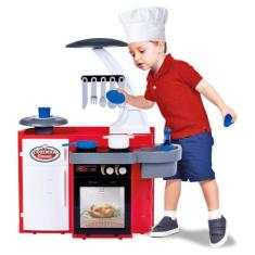 Mini Cozinha Infantil Azul E Vermelho Pequeno Chef - Cotiplás