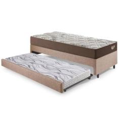 Bicama Box Solteiro material sintético Linho Areia 88x188x28 cm com Co