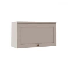 Armário Aéreo Cozinha 80cm Iluminata 100% Mdf 1 Porta Basculante Branco/Marrom Claro - Geniallex