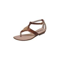 Sandália Infantil Menina Metalizada Salomé Strass Marrom - Raniel Calç